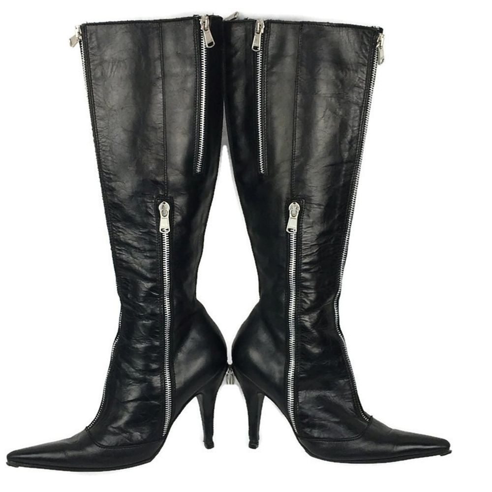 Dolce and Gabana Black Zipper Stiletto boot